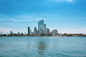 Scenic Cartagena bay (Bocagrande) and city skyline