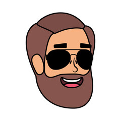 young man head with beard and sunglasses