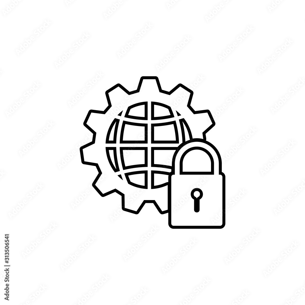 Poster global lock icon. simple thin line, outline vector of web icons for ui and ux, website or mobile app