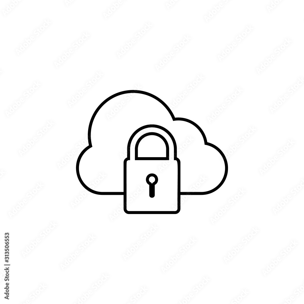 Aufkleber lock cloud icon. simple thin line, outline vector of web icons for ui and ux, website or mobile appl
