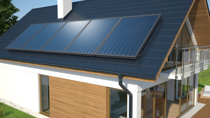 Solar system on the roof, 3D illustration © Studio Harmony