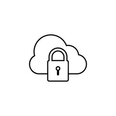 lock cloud icon. Simple thin line, outline vector of web icons for ui and ux, website or mobile application