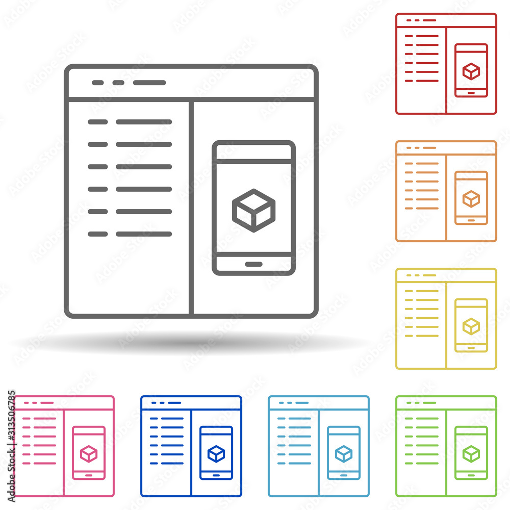 Poster code, augmented reality, website in multi color style icon. simple thin line, outline vector of augm