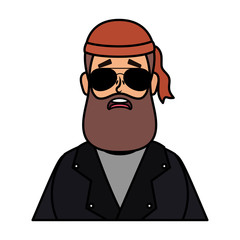 Obraz premium motorcyclist man with beard avatar character