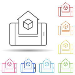 Augmented reality, home, mobile in multi color style icon. Simple thin line, outline vector of augmented reality icons for ui and ux, website or mobile application