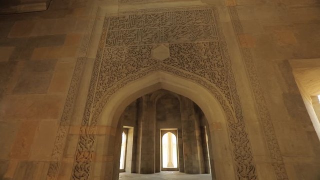 Indoors in the old city in Baku. The ancient rooms of a very ancient city are paved with stone. Azerbaijani architecture. There is not anyone
