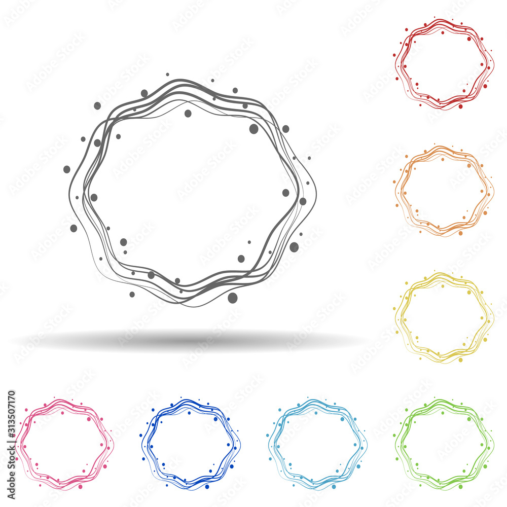 Poster abstrarct round background, hand drawn in round in multi color style icon. simple thin line, outline