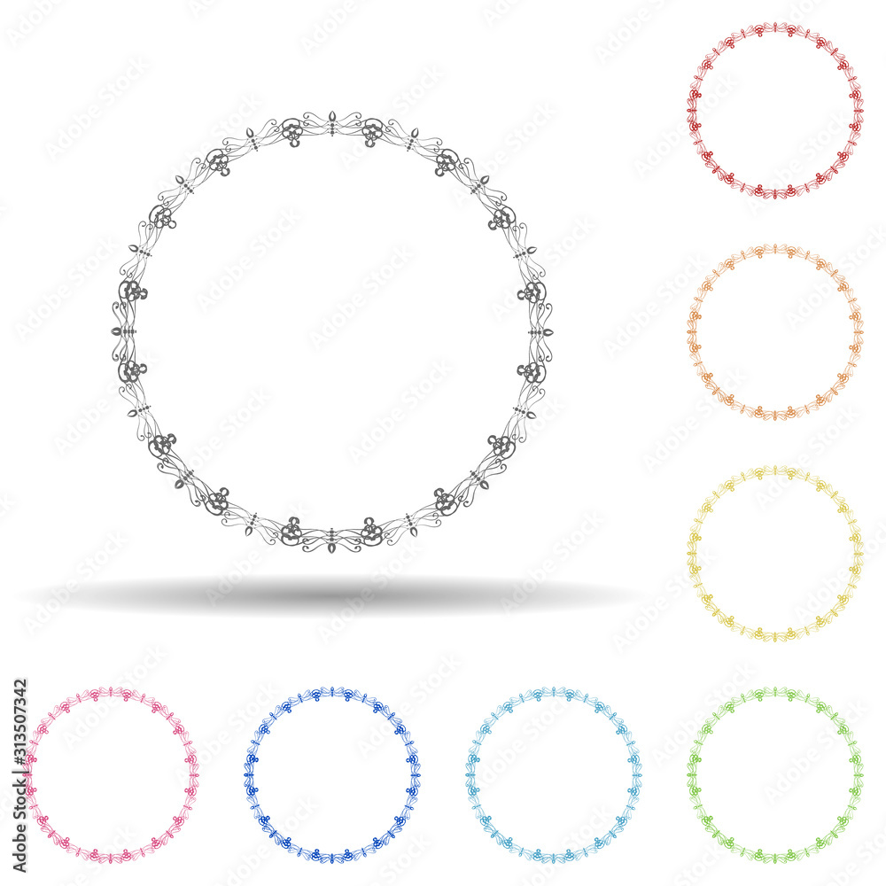 Aufkleber abstrarct round background, hand drawn in round in multi color style icon. simple thin line, outline