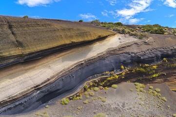 Vulcanic Rock layers in different colours on Tenerife