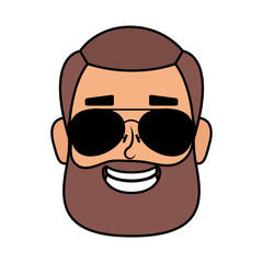 young man head with beard and sunglasses