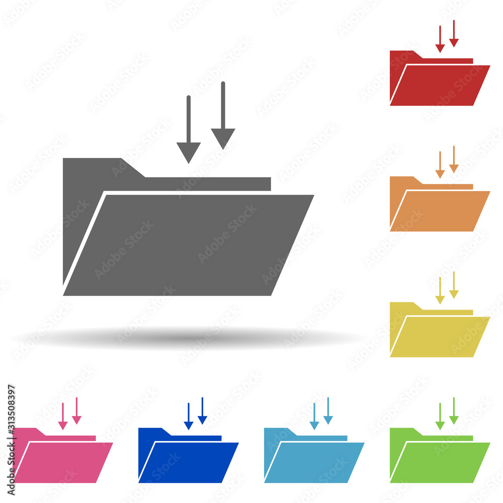 Poster folder, arrow down, inbox in multi color style icon. simple glyph, flat vector of business icons for
