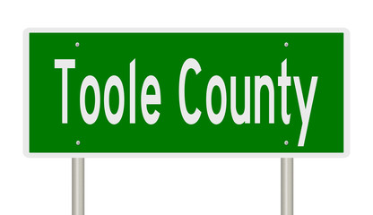 Rendering of a green 3d highway sign for Toole County