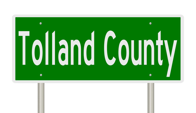 Rendering Of A Green 3d Highway Sign For Tolland County