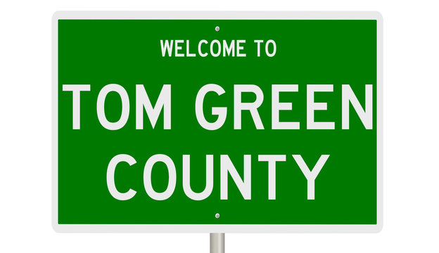 Rendering Of A Green 3d Highway Sign For Tom Green County