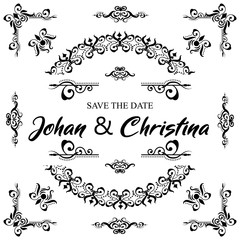 Classic ornament frame, vintage border set Premium Vector