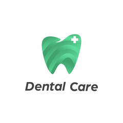 Dental care dentist logo with tooth teeth icon in modern cutout layered paper cut style vector