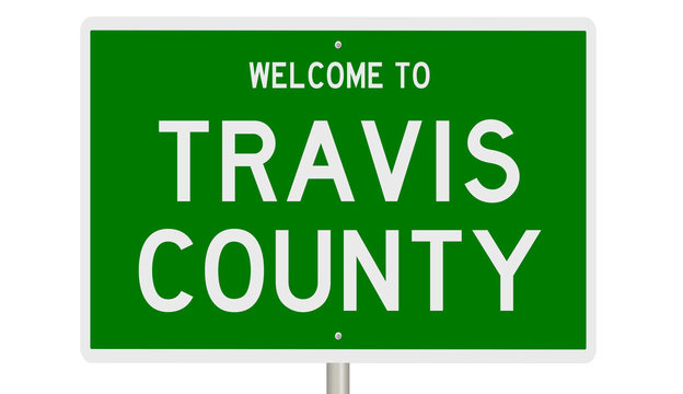 Rendering Of A Green 3d Highway Sign For Travis County