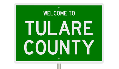 Rendering of a green 3d highway sign for Tulare County