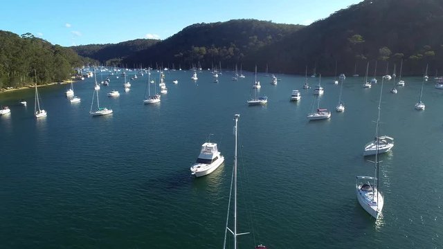 Boat fleets at Sydney Northern beaches channel