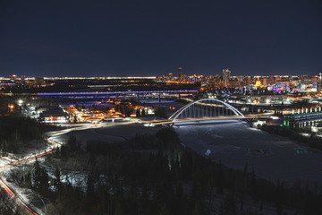 Night view of the city. Taken in Edmonton, Alberta, Canada in early Janury.
