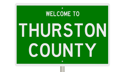 Rendering of a green 3d highway sign for Thurston County