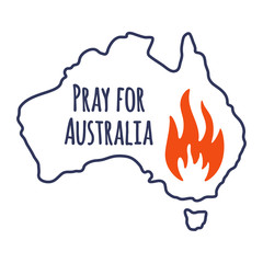 Forest fires in Australia. Pray for Sydney and Pray for Australia. Stock Vector illustration