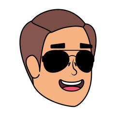 young man head with sunglasses character