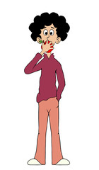 person eating apple cartoon