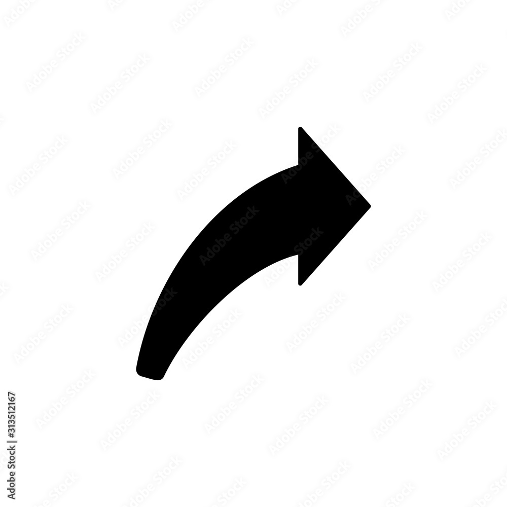Poster arrow right rotate icon. simple pointer icons for ui and ux, website or mobile application