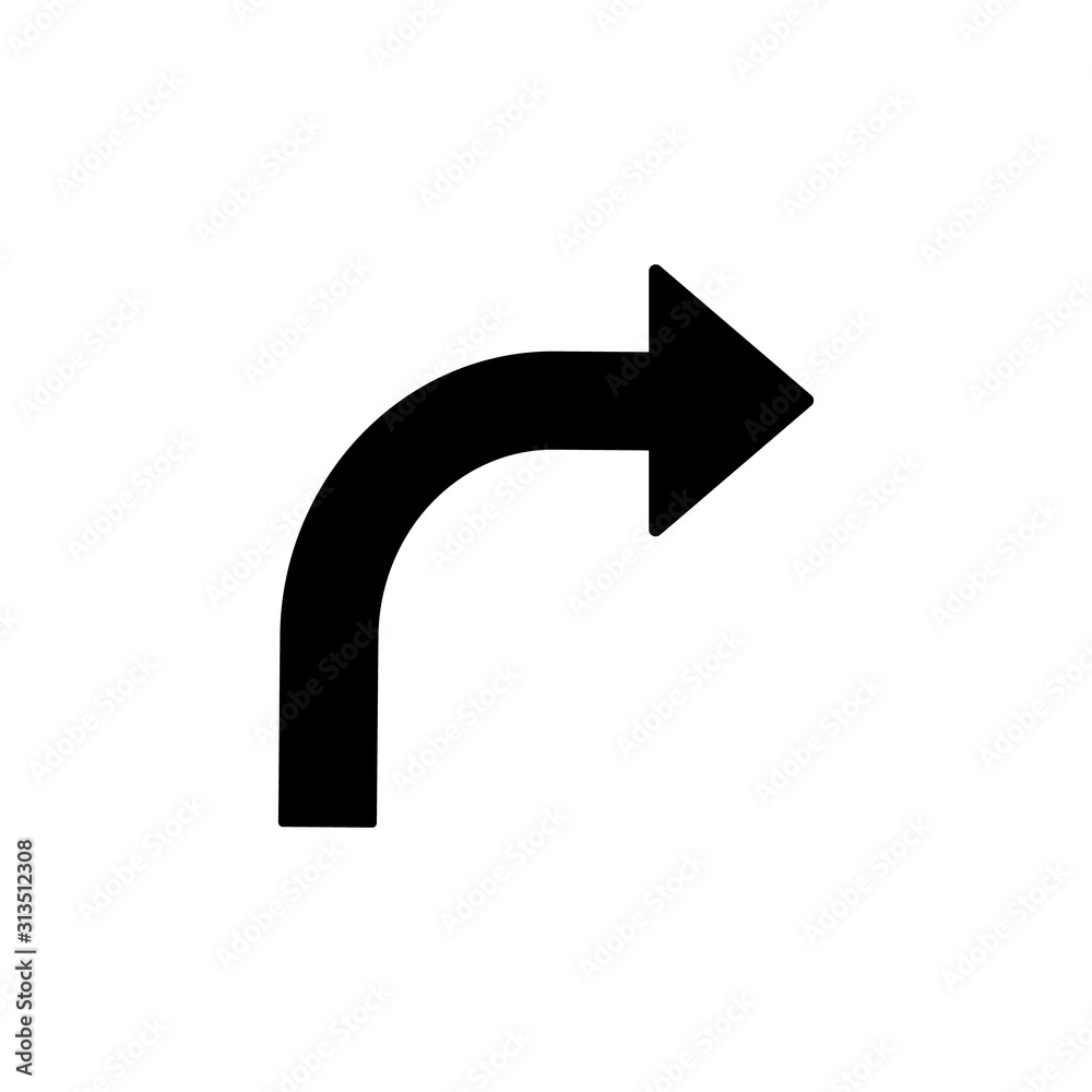 Poster arrow rotate right icon. simple pointer icons for ui and ux, website or mobile application