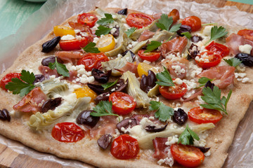 Home Made Mediterranean Prosciutto Flatbread