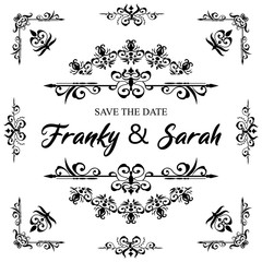 Classic ornament frame, vintage border set Premium Vector