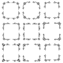 Classic ornament frame, vintage border set Premium Vector