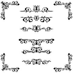 Classic ornament frame, vintage border set Premium Vector