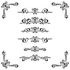 Classic ornament frame, vintage border set Premium Vector