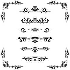 Classic ornament frame, vintage border set Premium Vector
