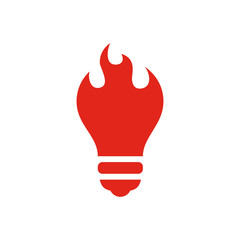 Light bulb with flame logo concept.