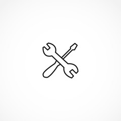 service icon. repair icon. screwdriver and wrench icon on white background