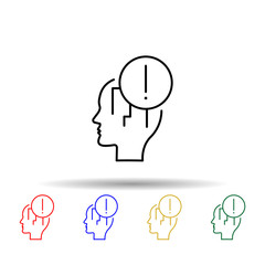 Panic, exclamation, head multi color style icon. Simple thin line, outline vector of creative thinking icons for ui and ux, website or mobile application