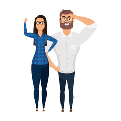 Obraz premium young man bearded with woman characters