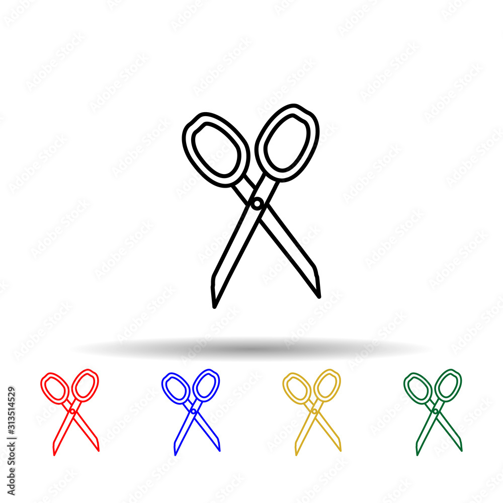 Poster scissors sketch multi color style icon. simple thin line, outline vector of education icons for ui a