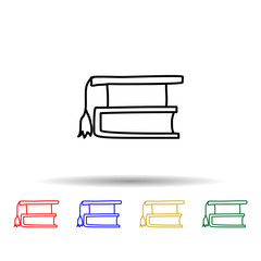 book and graduate cap sketch multi color style icon. Simple thin line, outline vector of education icons for ui and ux, website or mobile application