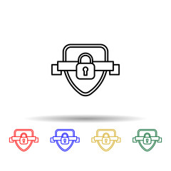 Defense, lock multi color style icon. Simple thin line, outline vector of law and justice icons for ui and ux, website or mobile application