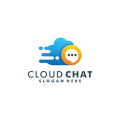 Cloud chat logo design vector, communication icon template