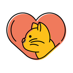 cute little cat mascot in heart