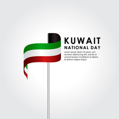 Kuwait National Day With Ribbon Vector Design For Banner Print
