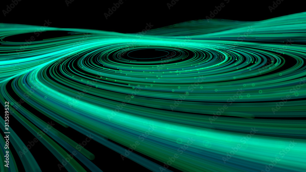 Poster 3d rendering of swirling particle lines