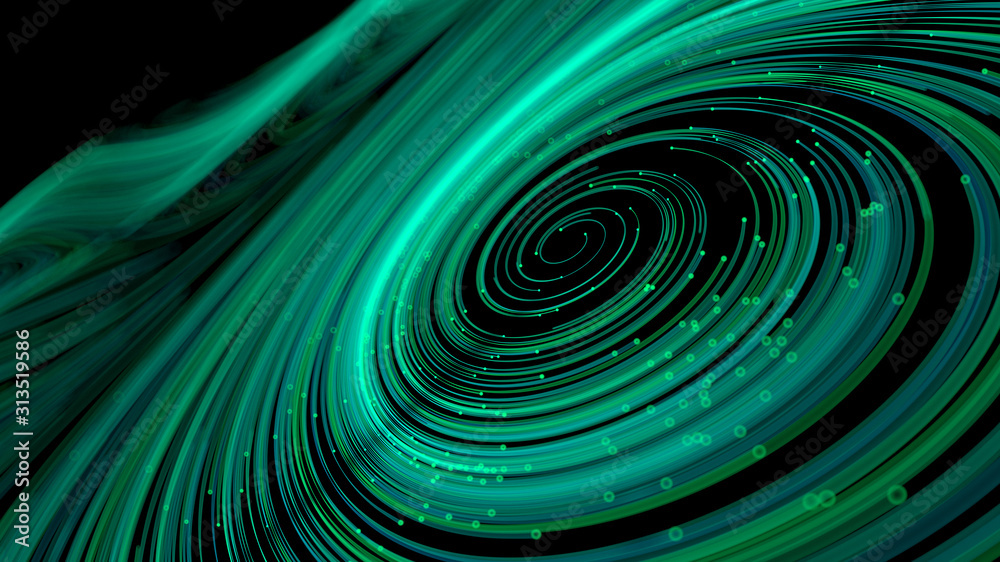 Poster 3d rendering of swirling particle lines