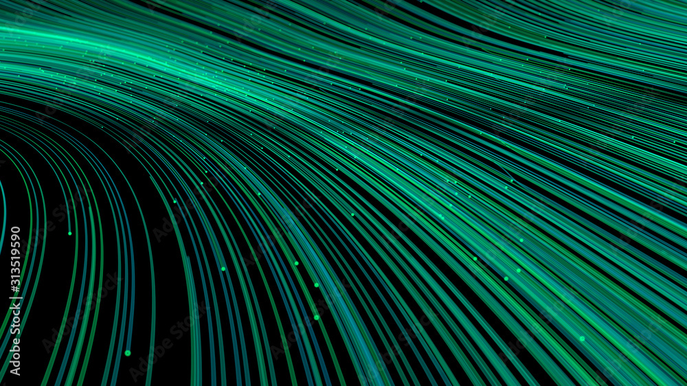 Poster 3d rendering of swirling particle lines