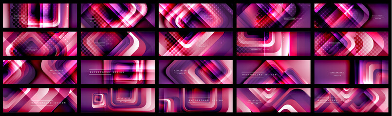 Mega collection of round squares shapes composition geometric abstract backgrounds. Vector Illustrations
